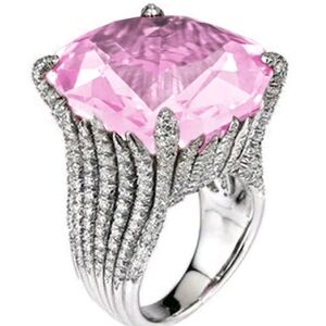 Elegant Pink Gemstone Silver Ring